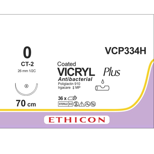 VCP334H Vicryl Plus 0 violet 70cm – CT-2 naald | VCP334H | 36 stuks - Afbeelding 1