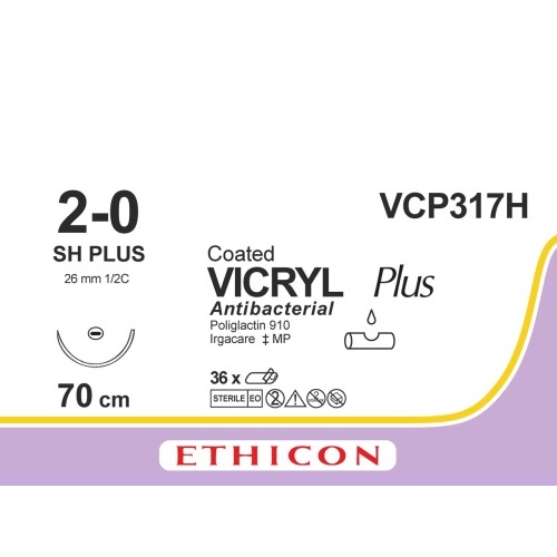 VCP 317H Vicryl Plus 2-0 violet 70 cm - SH naald (VCP317H) | 36 stuks - Afbeelding 1
