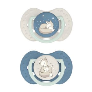 Difrax LOVI Fopspeen Day&Night 0-3 mnd - Blauw | 2 stuks