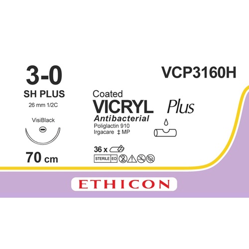 VCP3160H Vicryl Plus 3-0 violet 70 cm - SH+ naald (VCP3160H) | 36 stuks - Afbeelding 1