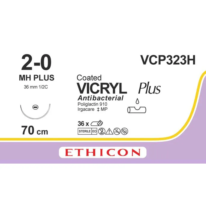 Vicryl Plus 2-0 violet 70 cm – MH+ naald (VCP323H) | 36 stuks